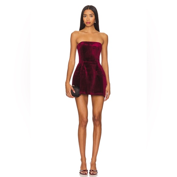 Amanda Uprichard Strapless Bethany Romper in Burgundy - Picture 1 of 4